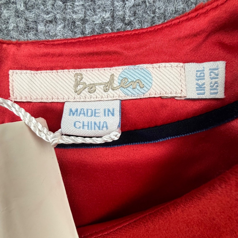 Boden Red Corduroy Sleeveless Shift Dress WH693 Womens Size 12L NWT Pockets - Picture 5 of 9